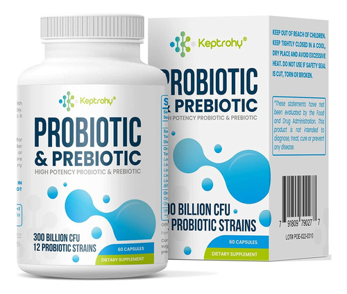 Probioticos + Prebioticos Keptrohy 300 Billones 12 Cepas Cfu