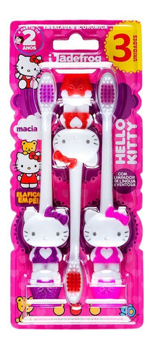 Escova de dente c/ ventosa Hello Kitty 3D KIT com 3 Unidades