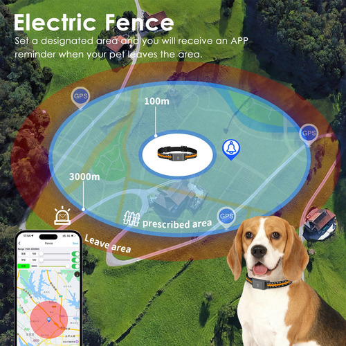 Collar Gps Rastreador Para Perro Gato Alerta Tiempo Real 4g Negro Y Naranjo Universal