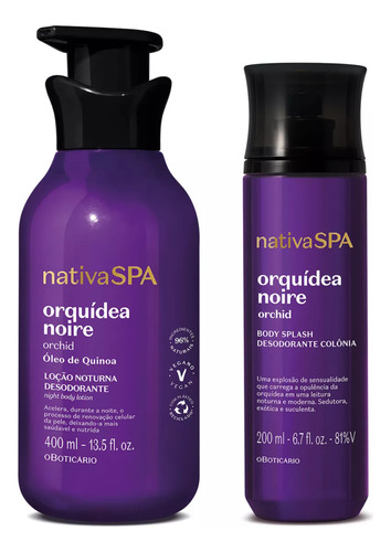 Combo Nativa Spa Orquídea Noire: Body Splash 200ml + Loção 