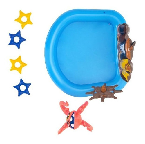 Imagen 4 de 10 de Pileta Inflable Bestway 52211 Barco Pirata Con Timon 84 Lt