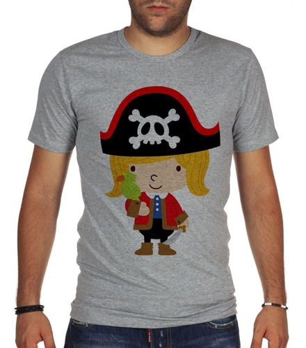 Remera De Hombre Niña Pirata Dibujo Girl Pirate Caricatura