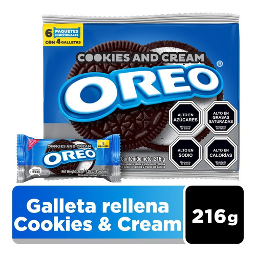 Oreo® Pack Galletas Chocolate Relleno Sabor Cookies & Cream 