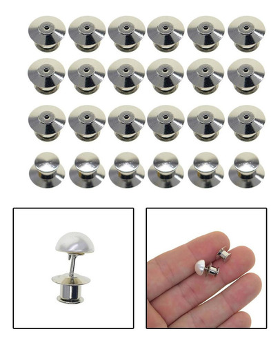 - W Para 24x Segurança Metal Pin Backs Travando Pin Keepers