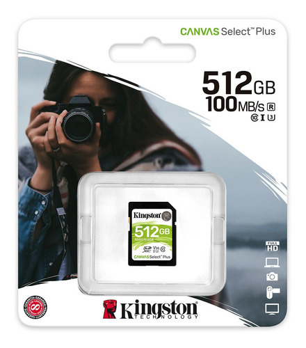 Imagen 3 de 3 de Tarjeta De Memoria Canvasselect Plus Sd 512gb Sdhc Kingston