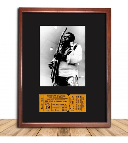 Freddie King Foto Y Entrada Recital 1975 En Cuadro Blues