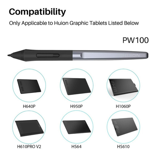 Lapiz Pw100 Tableta Grafica Dibujo Diseño Inalambrico  
