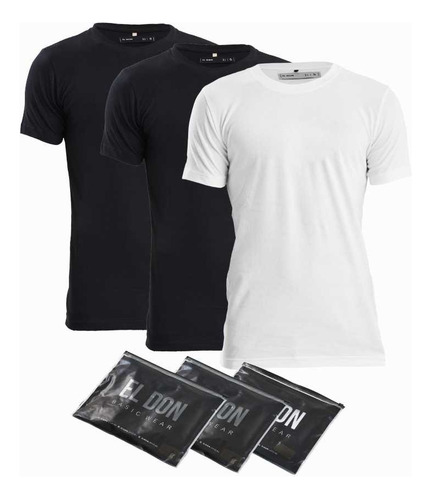 Pack X 3 Remeras Básicas Algodón Blanco Negro Gris El Don