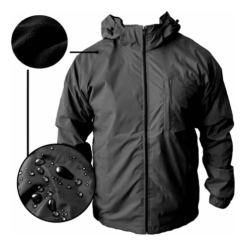 Chaqueta Corta Viento Hombre Impermeable Forro Micropolar