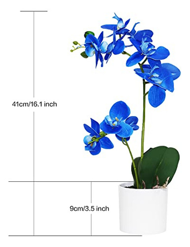 Orquídea Azul Artificial Omygarden En Maceta, Flores De Orqu
