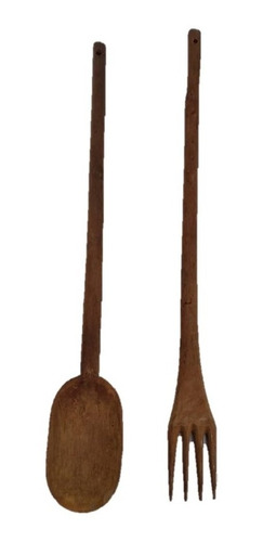 Juego O Set Trinche Madera Grande Tenedor Cuchara Mevref10