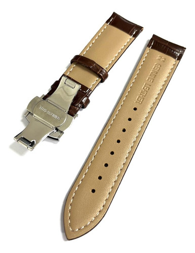 Pulseira Relógio Couro 20mm Com Fecho Deployant Inox