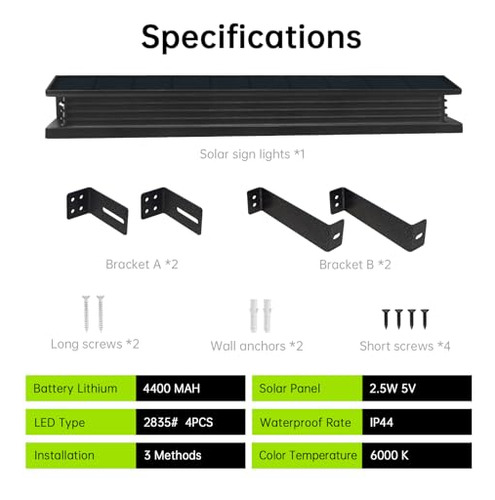 Luces Solares Para Señalización, Led Brillante 6000k Con Ene
