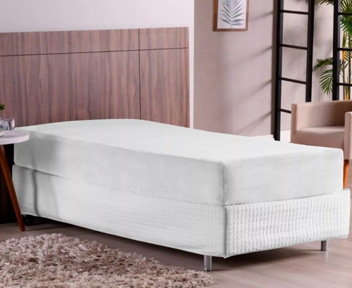 Lençol De Plush Solteiro Cama Box Quentinho Avulso Branco