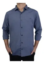 Comprar Camisa Masculina Ogochi Ml Essencial Slim Azul Petroleo 0014