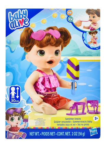 Baby Alive Heladito Bajo El Sol Muñeca Castaña 30cm Hasbro