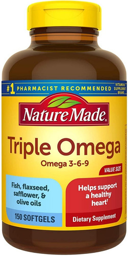 Nature Made Omega Triple Omega 3, 6, 9 150 Softgels Sabor Sin sabor