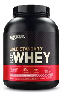 Suplemento en polvo Optimum Nutrition Proteína Gold Standard 100% Whey proteína sabor delicious strawberry en pote de 2.27kg