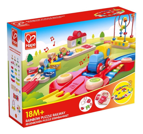 Pista De Tren Madera Rompecabezas Arcoiris Hape E3826 Edu Color Multicolor