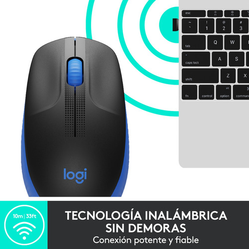 Mouse Inalámbrico De Tamaño Normal Logitech M190 Azul