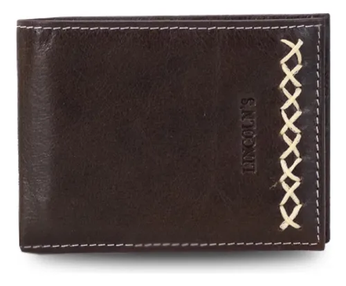 Billetera Cuero Hombre Galatea Costura Chocolate Lincoln's
