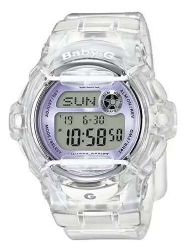 Reloj De Pulsera Casio Baby-g Cabg169r De Cuerpo Color Celeste, Digital, Para Mujer, Con Correa De Resina Color Transparente