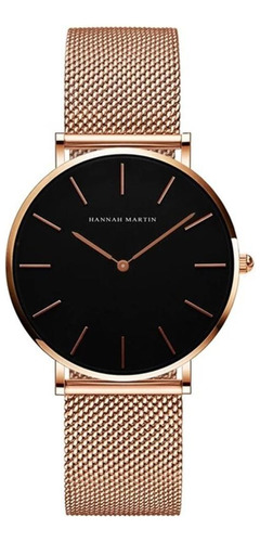 Relógio Hannah Martin Feminino Quartzo Rosê Gold E Preto