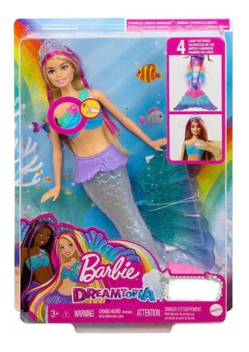 Muñeca Barbie Dreamtopia Sirena Twinkle Lights Luces 30 Cm