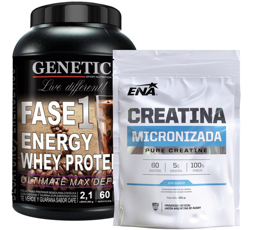 Aumento Muscular Creatina 100 % Pura Proteína Fase 1 Genetic