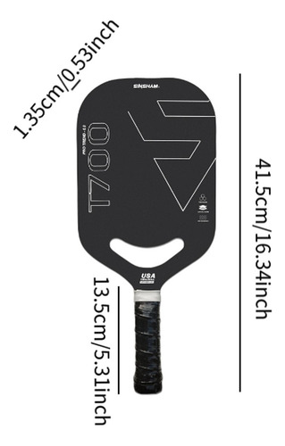 Pala De Pickleball De Fibra De Carbono, 13,5 Mm De Grosor,