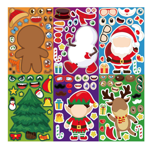 Caras Adhesivas Navideñas Para Niños Pegatinas Navideñas Par