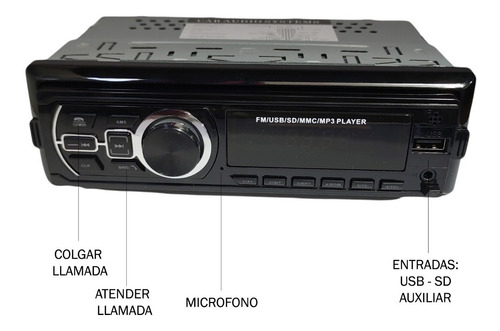Imagen 4 de 10 de Autoestereo Bluetooth Radio Fm Usb Stereo Desmontable