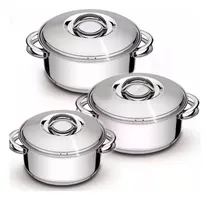 Comprar Juego De Ollas Tramontina Solar Inoxidable Triple Fondo Color Plateado