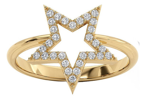 Anel Estrela Com Moissanite Ouro 18k