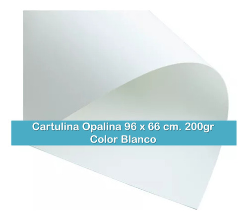 Cartulina Opalina Blanca Gigante, 96*66cm 210gr. Pack 5 Plie