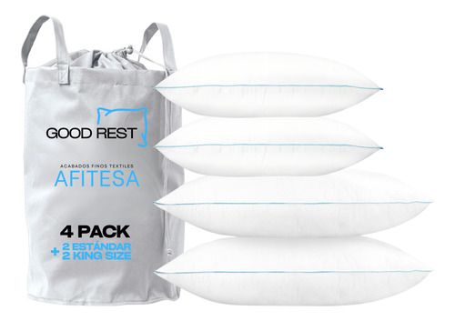 4 Pack Almohadas 2 Std + 2 Ks Ultra Basic Good Rest