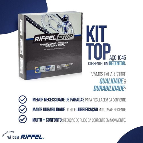 Kit Relação Ys 250 Fazer 2006 A 2017 Top Com Retentor Riffel