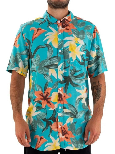 Camisa De Hombre Quiksilver Manga Corta Garden Path Qk