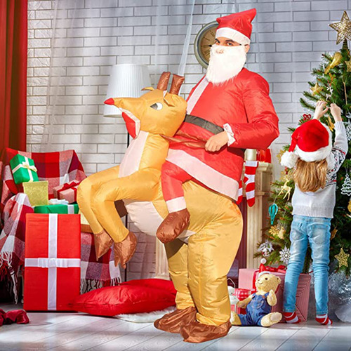 Disfraz Inflable De Santa Claus Ride A Reno Para S Funny B