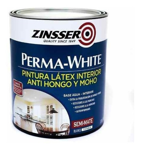 Zinsser Perma-White latex 1L color blanco semimate eggshell
