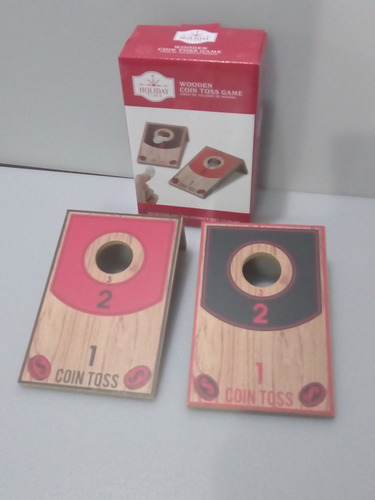 Juego Navideño Wooden Coin Toss Game Holiday Time Nuevo (Usado)
