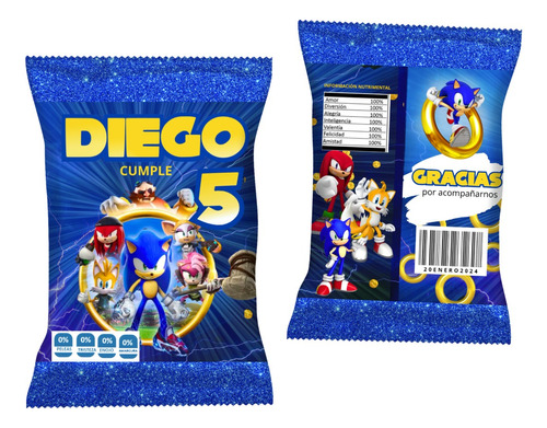 Bolsas De Papas Personalizadas(chip Bags) Sonic 30pz