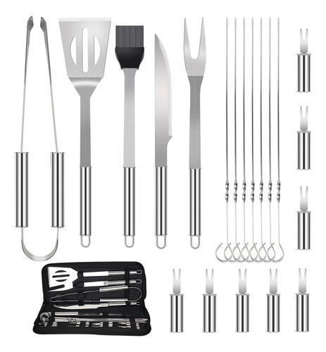 20 Accesorio Parrilla Para Barbacoa Kit Acero Espatula