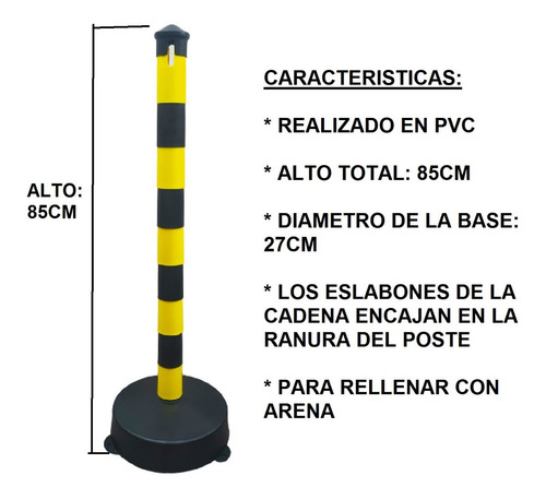 Poste Demarcatorio Vial Para Cadena Plastica X 2 Unidades