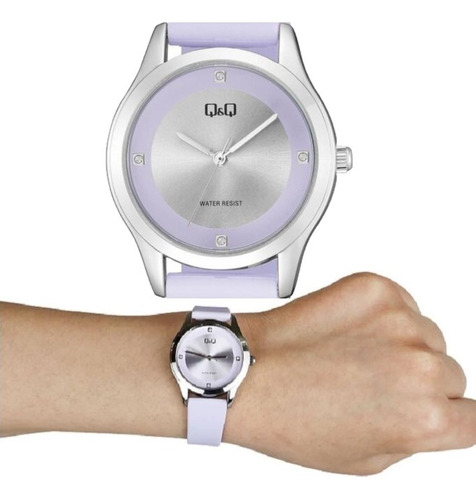 Reloj Mujer Qq Moderno Acero Niquelado Correa Silicona