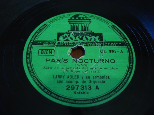 Pasta Larry Adler Su Armonica Orquesta Odeon 9840 391 C10 (Usado)