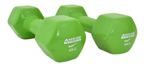 Par De Halter Sextavado Em Vinil Ahead Sports 4kg Verde