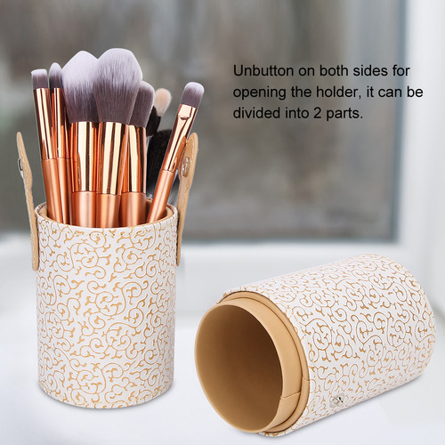 Tubo Portátil Para Brochas De Maquillaje De Piel Sintética C