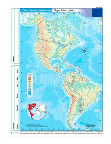 5 Mapas América N°3 División Físico Político Escolares