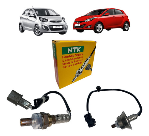 Kit Sonda Lambda Pré Pós Catalisador Ntk Hb20 Hb20s Picanto